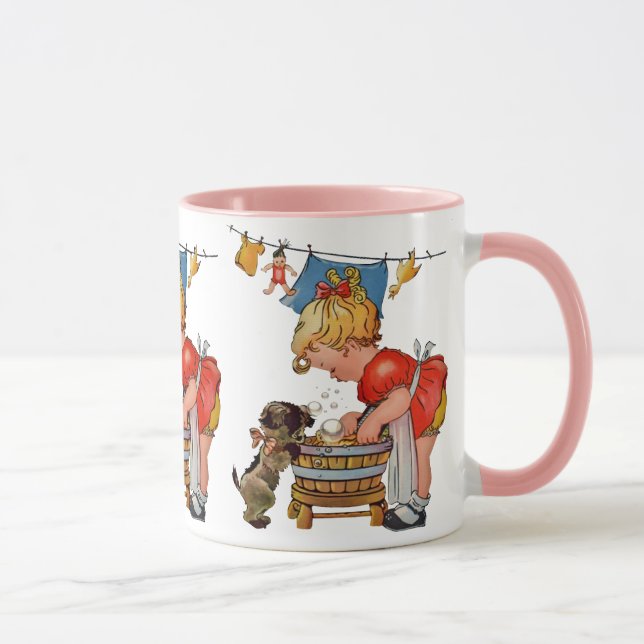 Caneca Vintage Cute Girl with Dog: Nostalgia (Direita)