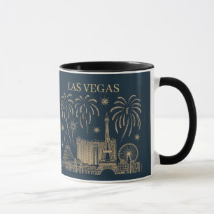 Caneca Vintage da Linha Dourada do Skyline em Las Vegas