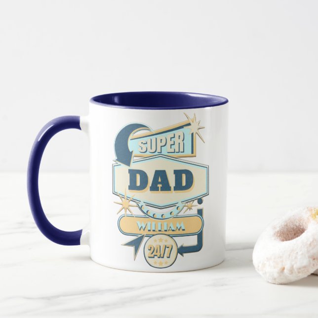 Caneca Vintage Diner - Sinal Super Pai (Com Donut)