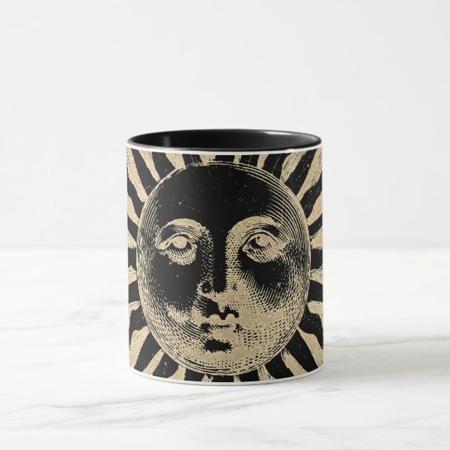 Caneca Vintage Dourada face do Sol Negro (Centro)