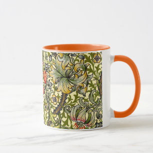 Caneca Vintage dourado William Morris do lírio