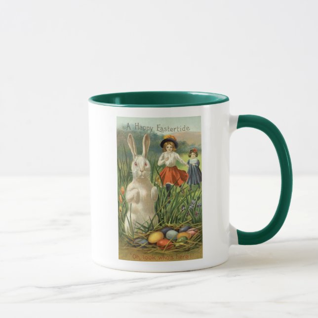 Caneca Vintage Easter Bunny e Crianças Felizes Eastertide (Direita)