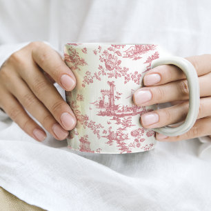 Caneca Vintage English Floral Toile de Jouy-Pink