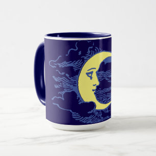 Caneca Vintage Era Vitoriana Crescent Moon Face