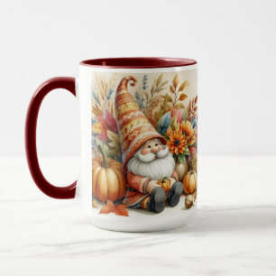 Caneca Vintage Fall Gnomos com folhas de outono