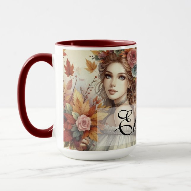 Caneca Vintage Fall Princess com Folhas de outono (Esquerda)