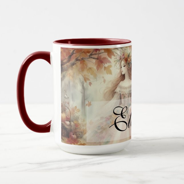 Caneca Vintage Fall Princess com Folhas de outono (Esquerda)