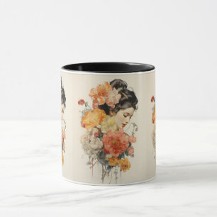 Caneca Vintage Flor e Mulher