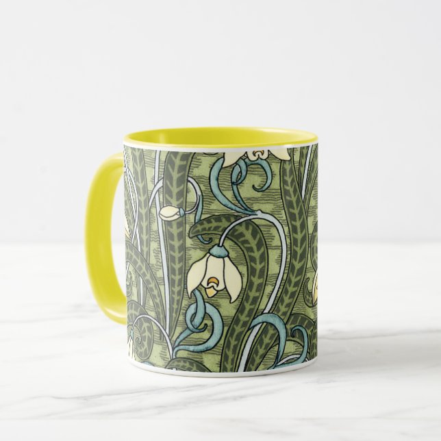 Caneca Vintage Floral Art Nouveau Snowdrop Flowers (Frente Esquerda)