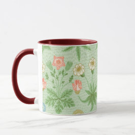 Caneca Vintage Floral Rosa Azul William Morris Daisy