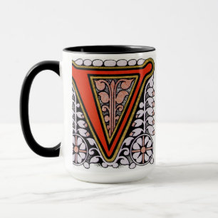 Caneca Vintage Floral 'V' - Mug