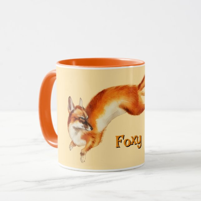 Caneca Vintage Fox Art Foxy Mug Cup (Frente Esquerda)