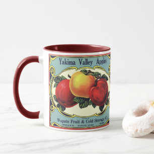 Caneca Vintage Fruta Rótulo de Taxa Art Yakima Valley Ap