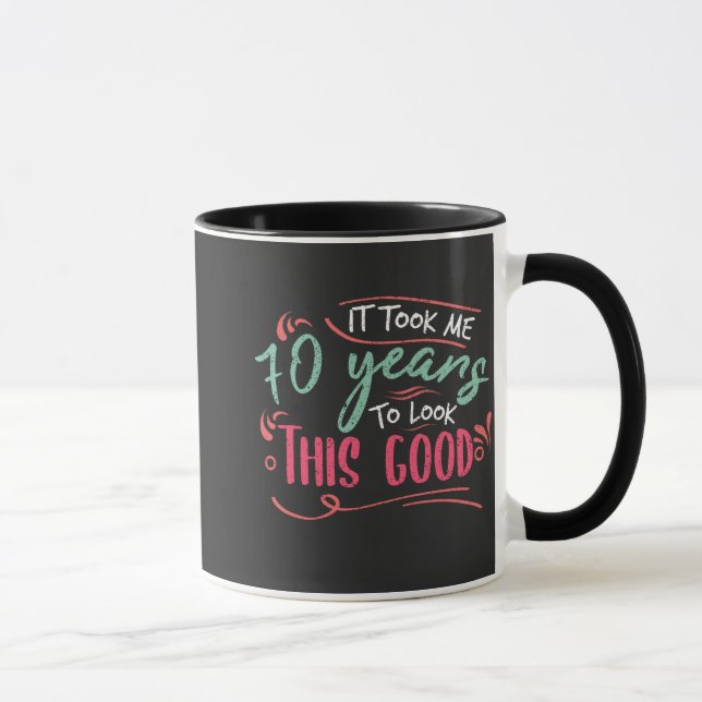 Caneca vintage Funny, 70 anos dizendo citação (Direita)