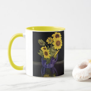 Caneca Vintage Garden Summer Sunflower Flowers em um Vaso