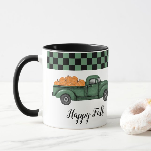 Caneca Vintage Green Pumpkin Truck Mug (Com Donut)