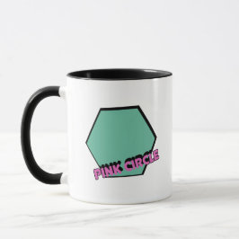 Caneca Vintage Greenish Hexagon com Texto em Círculo Rosa