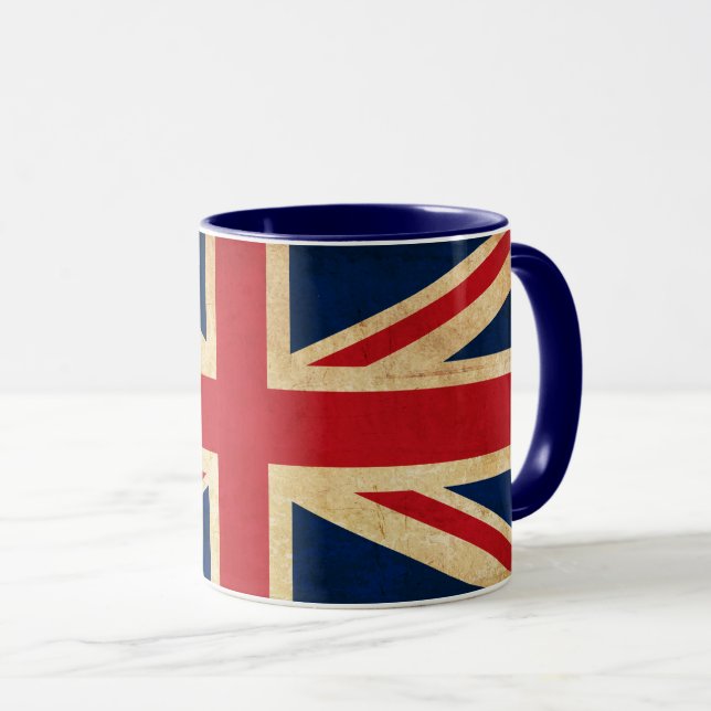 Caneca Vintage Grunge Reino Unido Flag Union Jack (Frente Esquerda)
