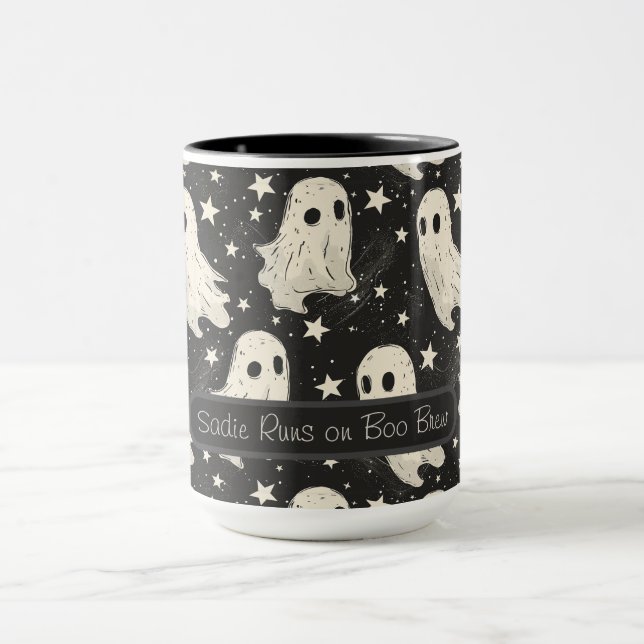 Caneca Vintage Halloween Spooky Fantasmas e Estrelas Pers (Centro)