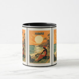 Caneca Vintage Hawaii: Viagem tropical