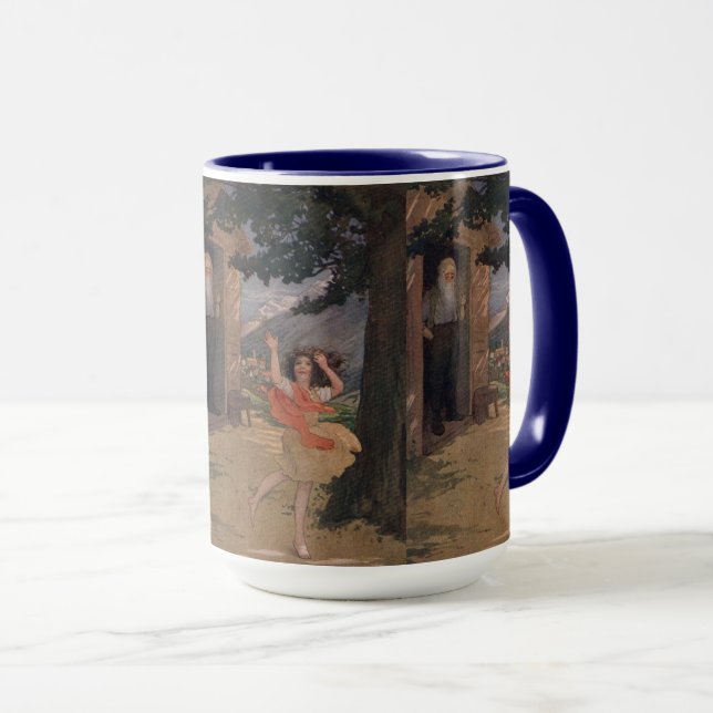 Caneca Vintage Johanna Spyri Heidi, dos Alpes suíços (Frente Esquerda)
