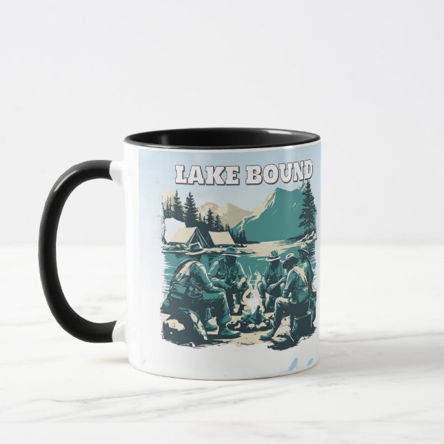 Caneca Vintage Lake Bound Camping Campfire Graphic (Esquerda)