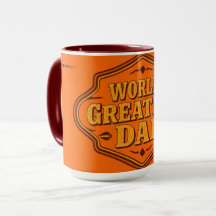 Caneca Vintage Laranja Maior Pai do Mundo Personal