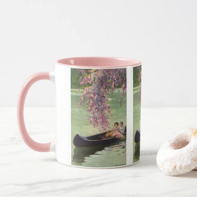 Caneca Vintage Love and Romance, Romântica Canoeira (Com Donut)