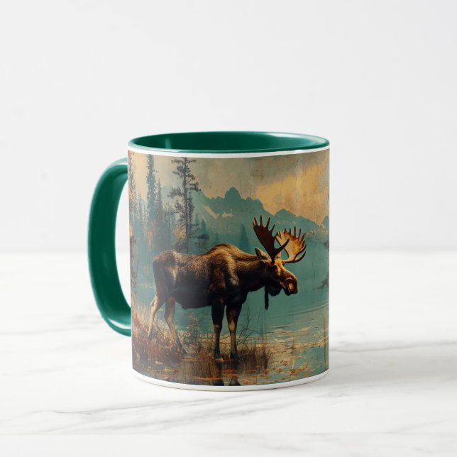 Caneca Vintage Moose Lake Cabin Autumn Foliage (Frente Esquerda)