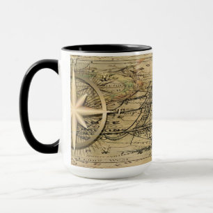 Caneca Vintage Náutica Compass Handsome Coffee
