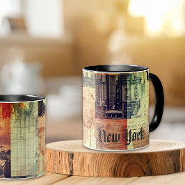 Caneca Vintage New York Urban Collage Art