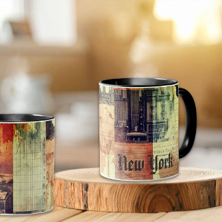 Caneca Vintage New York Urban Collage Art