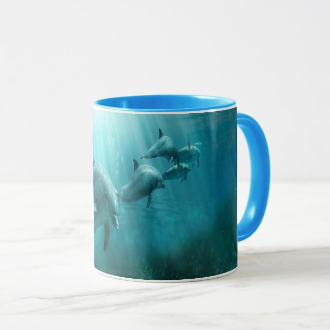 Caneca Vintage Ocean Dolphins Natação (Frente Esquerda)