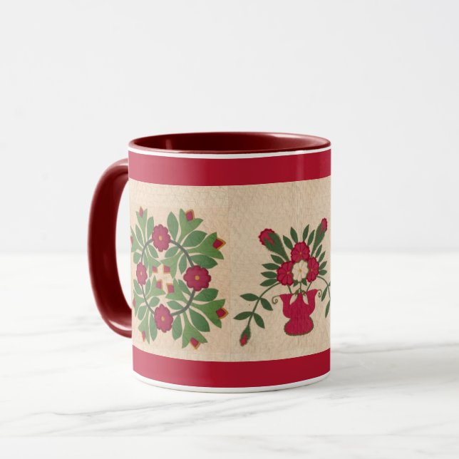 Caneca Vintage Old Quilt Squares Quilter Mug Cup (Frente Esquerda)