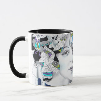 Caneca Vintage Pássaros de Mulheres e Pássaros Árvores de