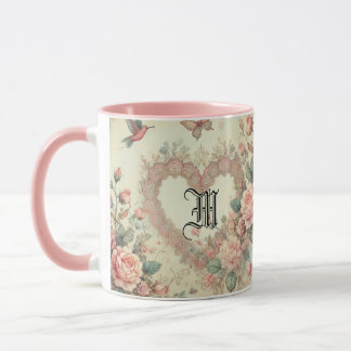 Caneca Vintage Pastel Watercolor Boho Floral Hearts