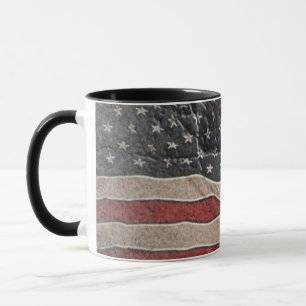 Caneca Vintage Patriotic USA Flag em Stone Wall