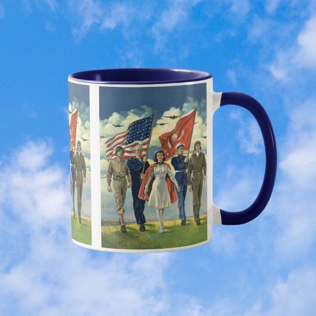 Caneca Vintage Patriótico, Orgulho de Heros Militares (Criador carregado)
