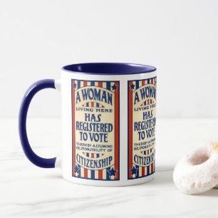 Caneca Vintage Patriótico, Uma Mulher está Registrada par