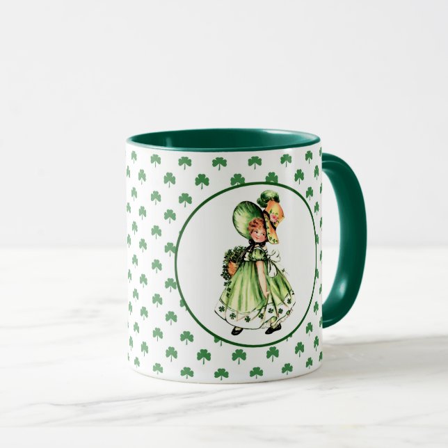 Caneca Vintage Pequena Rua Irlandesa. Presente no Dia de  (Frente Esquerda)