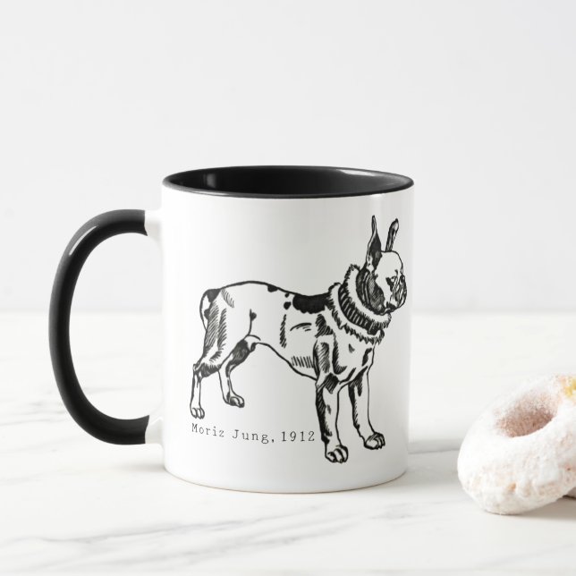 Caneca Vintage Pitbull Art Personalized Mug (Com Donut)