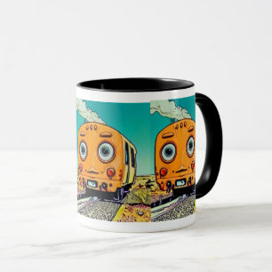 Caneca Vintage Railvibes: Ilustração Locomotiva