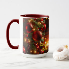 Caneca Vintage Red Ornaments Natal Holiday
