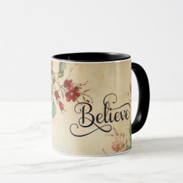 Caneca Vintage Red Poinsettia Natal Floral