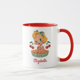 Caneca Vintage Retro Garota Torta de Cereja