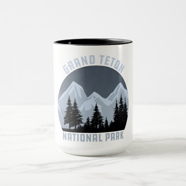 Caneca Vintage retro Grand Teton National Park Wyoming (Centro)