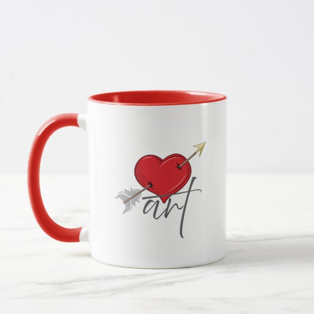 Caneca Vintage Retro Love Art Cupid Heart (Esquerda)