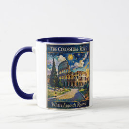 Caneca Vintage Rome Colosseum Starry Night Impressionist 