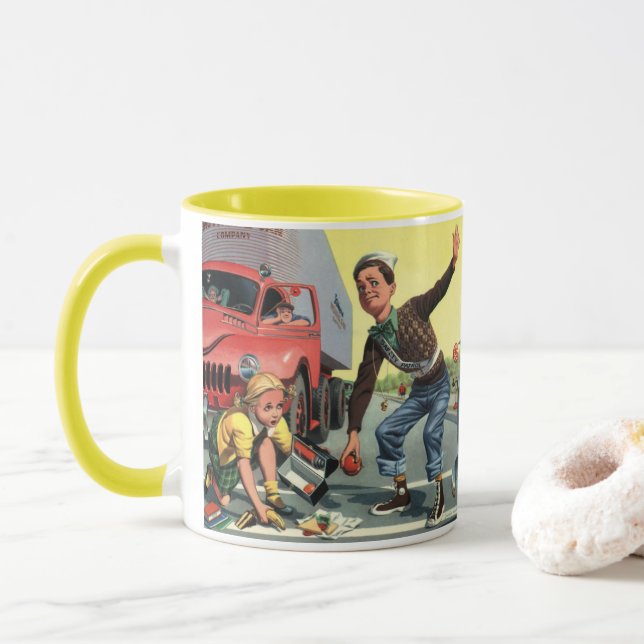 Caneca Vintage Safety Patrol Cruzando Guarda Ajudando Gar (Com Donut)