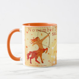 Caneca Vintage Sagittarius Traços Zodiac Personalizados